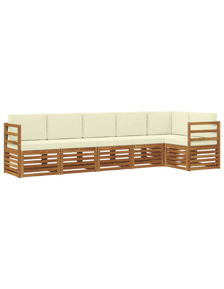 Set divani 6 pcs Naturale e Crema Legno di Acacia Massello