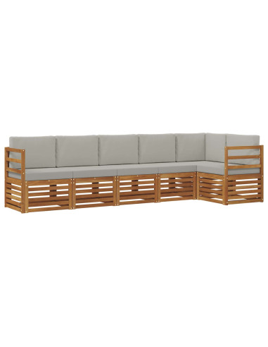 Set divani con cuscino 6 pcs Grigio Naturale e Chiaro