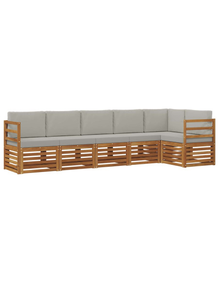 Set divani con cuscino 6 pcs Grigio Naturale e Chiaro