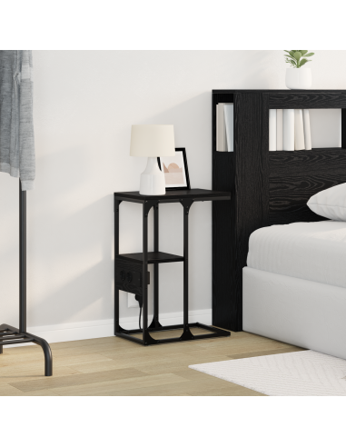 Armadio da Notte Rovere Nero 41,5 x 26 x 60,5 cm