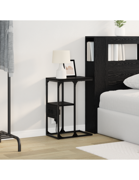 Armadio da Notte Rovere Nero 41,5 x 26 x 60,5 cm