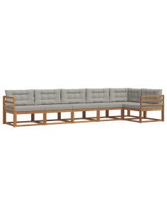 Set di divani da esterno 6 pcs Grigio Naturale e Chiaro 2