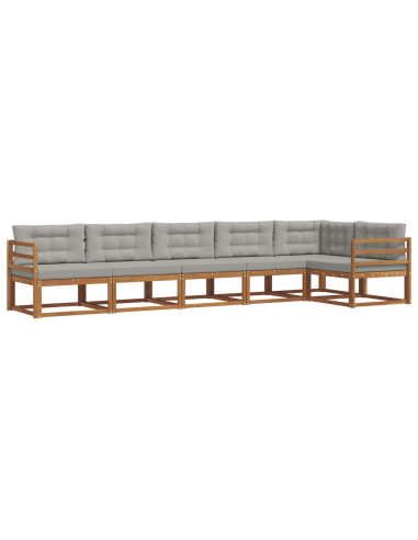 Set di divani da esterno 6 pcs Grigio Naturale e Chiaro