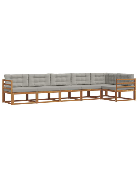 Set di divani da esterno 6 pcs Grigio Naturale e Chiaro