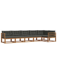 Set di divani da esterno con cuscino 6 pcs Naturale e Antracite 2