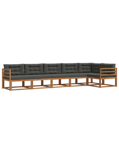 Set di divani da esterno con cuscino 6 pcs Naturale e Antracite