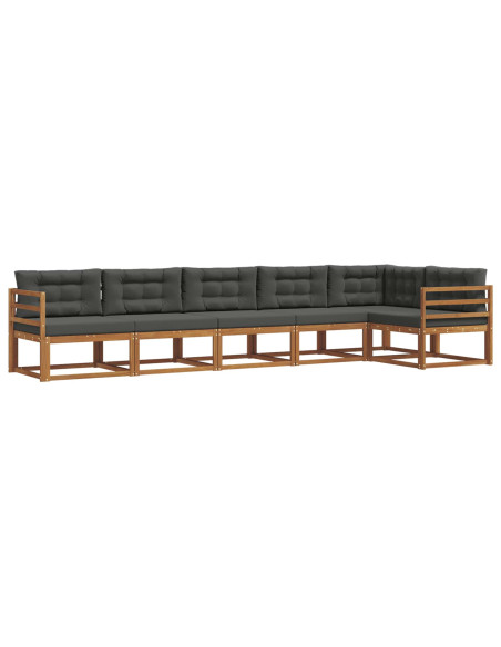 Set di divani da esterno con cuscino 6 pcs Naturale e Antracite