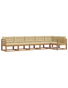 Set di divani da esterno con cuscino 6 pcs Naturale e Beige 2