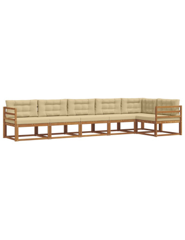 Set di divani da esterno con cuscino 6 pcs Naturale e Beige