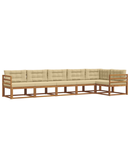 Set di divani da esterno con cuscino 6 pcs Naturale e Beige