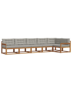 Set di divani da esterno 6 pcs Grigio Naturale e Chiaro 2