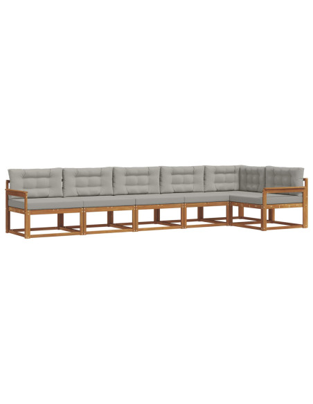 Set di divani da esterno 6 pcs Grigio Naturale e Chiaro