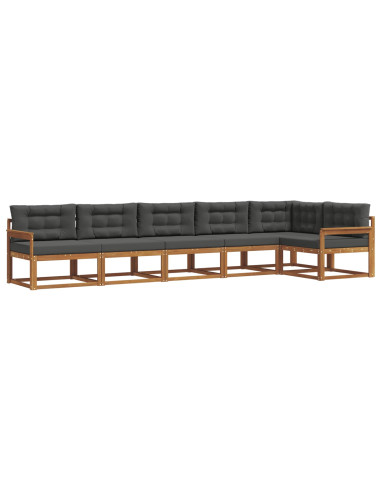 Set di divani da esterno con cuscino 6 pcs Naturale e Antracite
