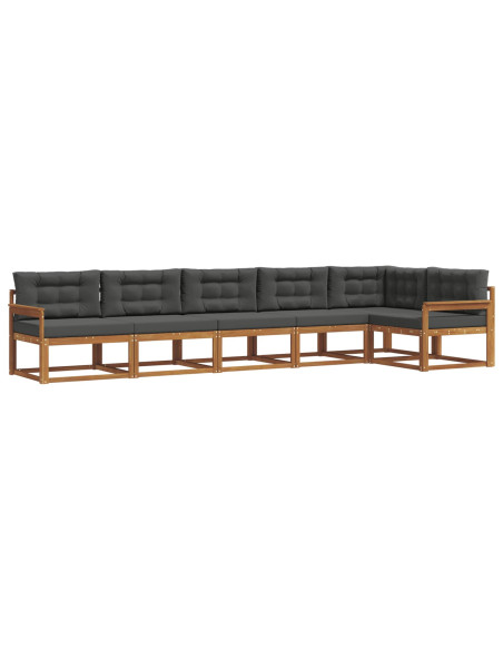 Set di divani da esterno con cuscino 6 pcs Naturale e Antracite