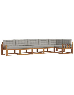 Set di divani da esterno 6 pcs Grigio Naturale e Chiaro 2