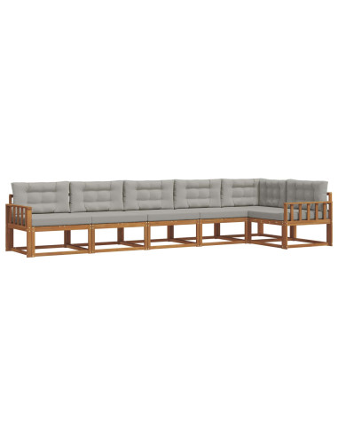 Set di divani da esterno 6 pcs Grigio Naturale e Chiaro