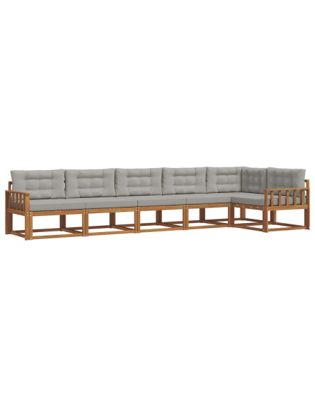 Set di divani da esterno 6 pcs Grigio Naturale e Chiaro