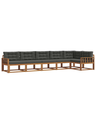 Set di divani da esterno con cuscino 6 pcs Naturale e Antracite