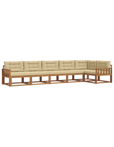 Set di divani da esterno con cuscino 6 pcs Naturale e Beige