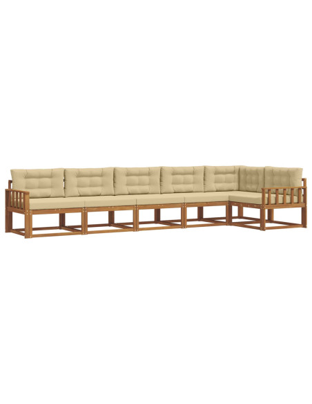 Set di divani da esterno con cuscino 6 pcs Naturale e Beige