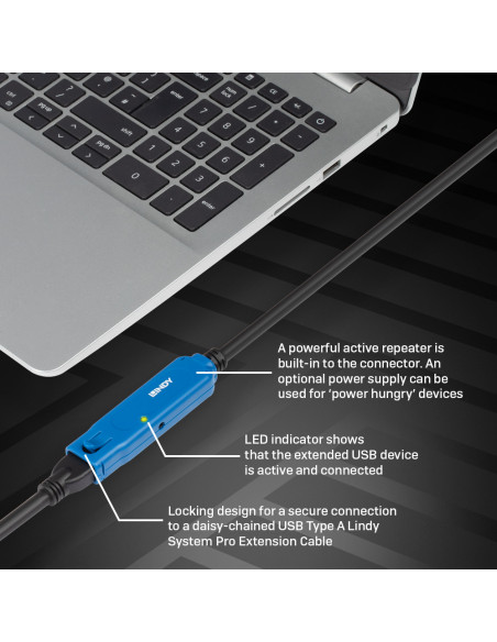 Lindy 43381 cavo USB USB 3.2 Gen 1 (3.1 Gen 1) 8 m USB C USB A Nero, Blu