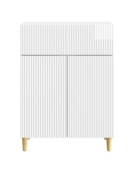 Credenza Bianco Lucido 66 x 34,5 x 90 cm Legno ingegnerizzato