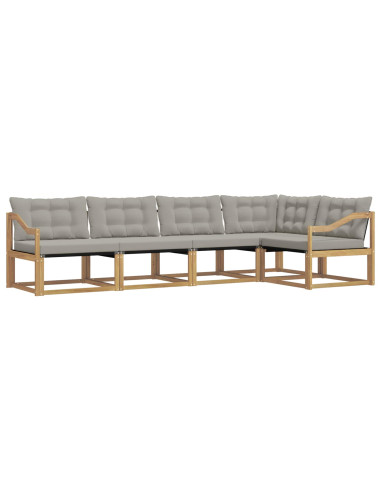 Set di divani da esterno 5 pcs Bianco e Grigio Chiaro