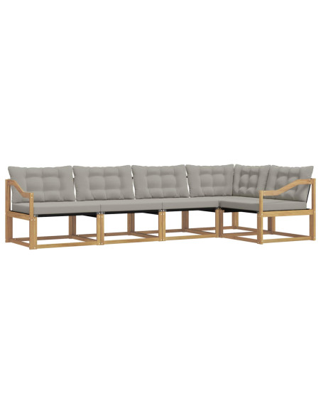 Set di divani da esterno 5 pcs Bianco e Grigio Chiaro