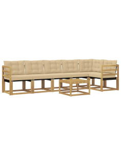 Set di divani da esterno con cuscino 7 pcs Bianco e Beige 2