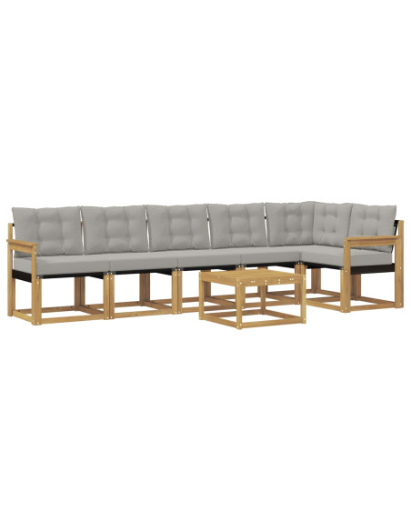 Set di divani da esterno 7 pcs Bianco e Grigio Chiaro