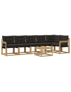 Set di divani da esterno con cuscino 7 pcs Bianco e Nero 2
