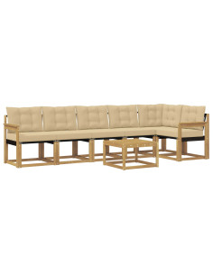 Set di divani da esterno con cuscino 7 pcs Bianco e Beige 2