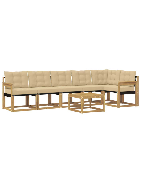Set di divani da esterno con cuscino 7 pcs Bianco e Beige