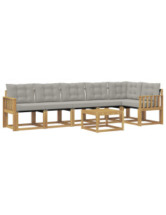 Set di divani da esterno 7 pcs Bianco e Grigio Chiaro 2