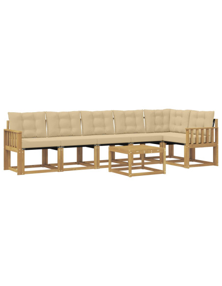 Set di divani da esterno con cuscino 7 pcs Bianco e Beige