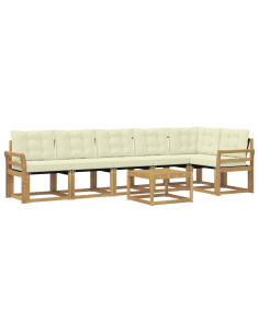 Set di divani da esterno con cuscino 7 pcs Bianco e Crema 2