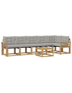 Set di divani da esterno 7 pcs Bianco e Grigio Chiaro 2