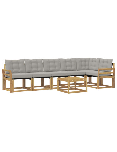 Set di divani da esterno 7 pcs Bianco e Grigio Chiaro