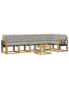 Set di divani da esterno 7 pcs Bianco e Grigio Chiaro 2