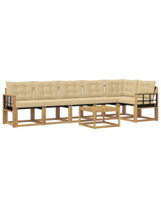 Set di divani da esterno con cuscino 7 pcs Bianco e Beige 2
