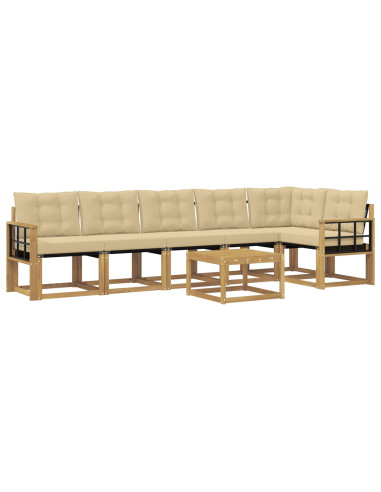 Set di divani da esterno con cuscino 7 pcs Bianco e Beige
