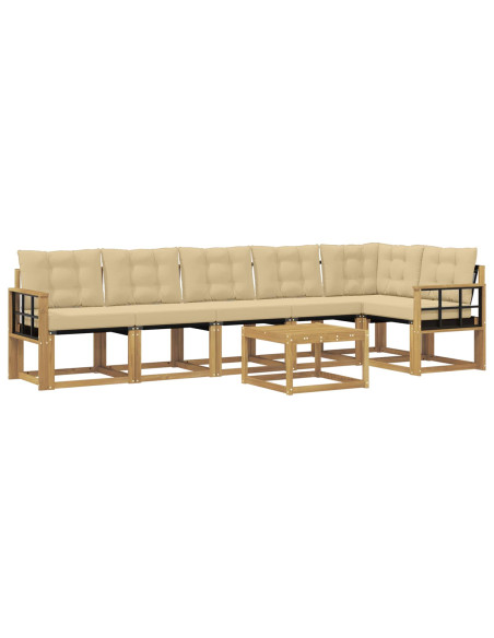 Set di divani da esterno con cuscino 7 pcs Bianco e Beige