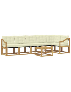 Set di divani da esterno con cuscino 7 pcs Bianco e Crema 2
