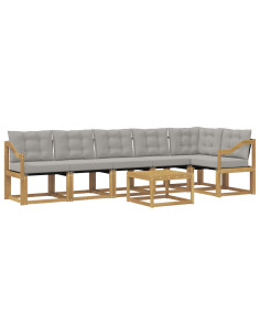 Set di divani da esterno 7 pcs Bianco e Grigio Chiaro 2