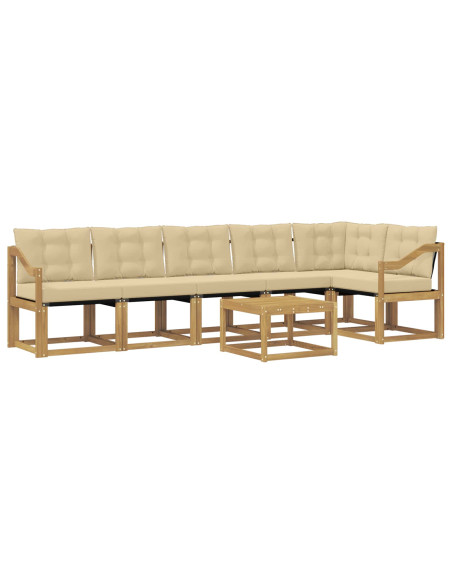 Set di divani da esterno con cuscino 7 pcs Bianco e Beige