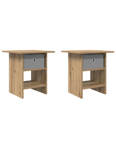 Comodino con cassetto 2 pcs Rovere artigianale 41 x 40 x 45 cm