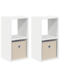 Comodino 2 pcs Bianco 25,5 x 22 x 49,5 cm Legno multistrato 2