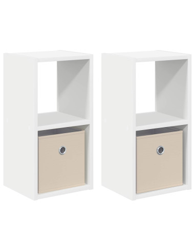 Comodino 2 pcs Bianco 25,5 x 22 x 49,5 cm Legno multistrato