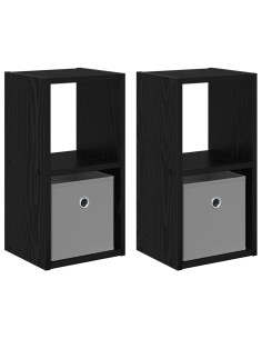 Comodino con cassetto 2 pcs Rovere Nero 25,5 x 22 x 49,5 cm 2