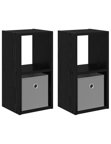 Comodino con cassetto 2 pcs Rovere Nero 25,5 x 22 x 49,5 cm